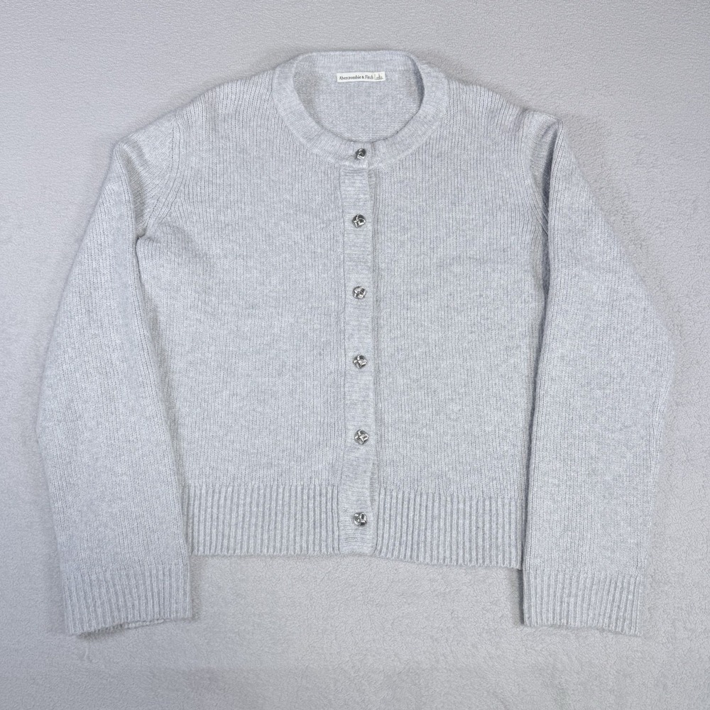 Abercrombie & Fitch Gray Crewneck Cardigan Sweater Size Large